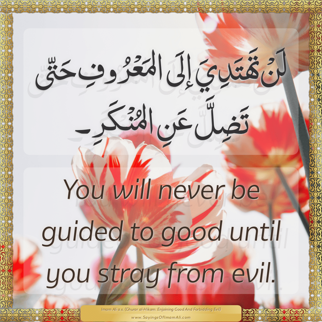 You will never be guided to good until you stray from evil.